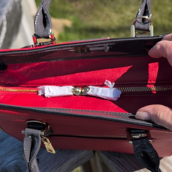 Nicole Lee Red and Black Studded Handbag - Picture 6 of 11